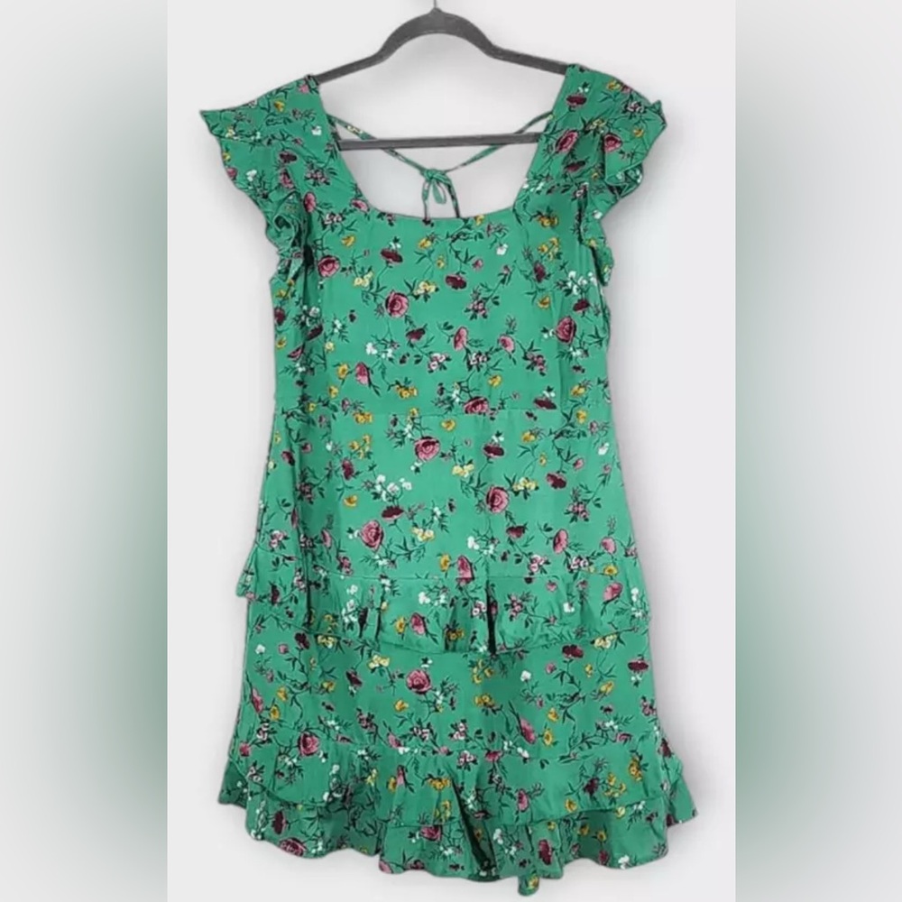 BAND OF FREE Floral Green Mini Dress